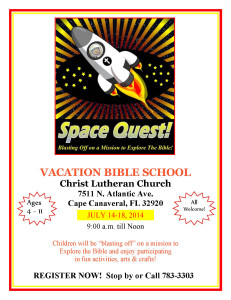Link to our VBS page of Blasting Off on a Mission to Explore The Bible - Vbs logo 2014 - Christ Lutheran Cape Canaveral